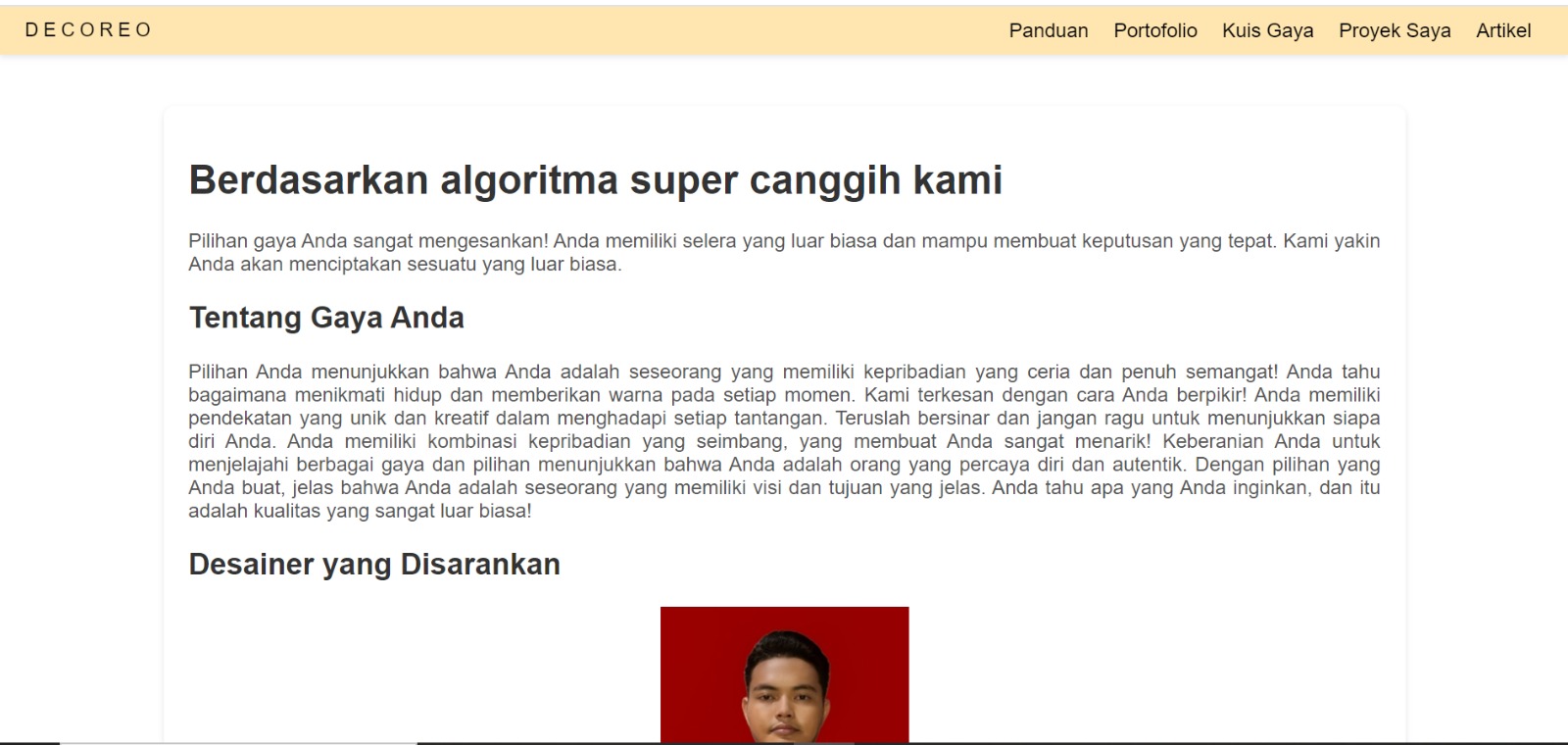 Contoh Tampilan Halaman Proyek Saya