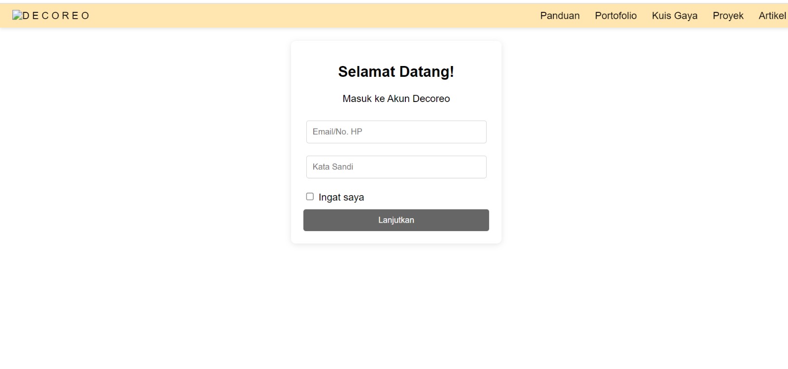 Contoh Tampilan Halaman Login